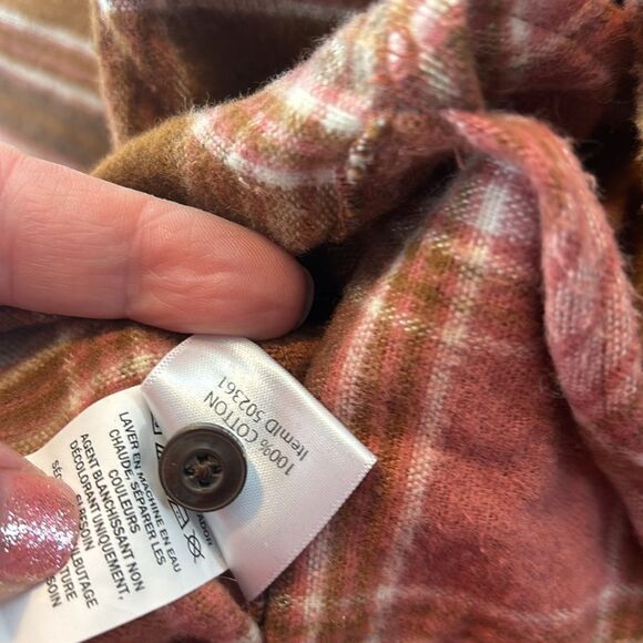 L.L. Bean Pink and Brown Plaid Button Down Shirt - Picture 7 of 8